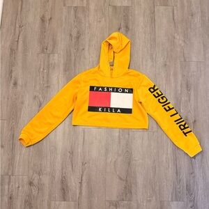 Fashion Killa Cropped Hoodie in Bright Yellow